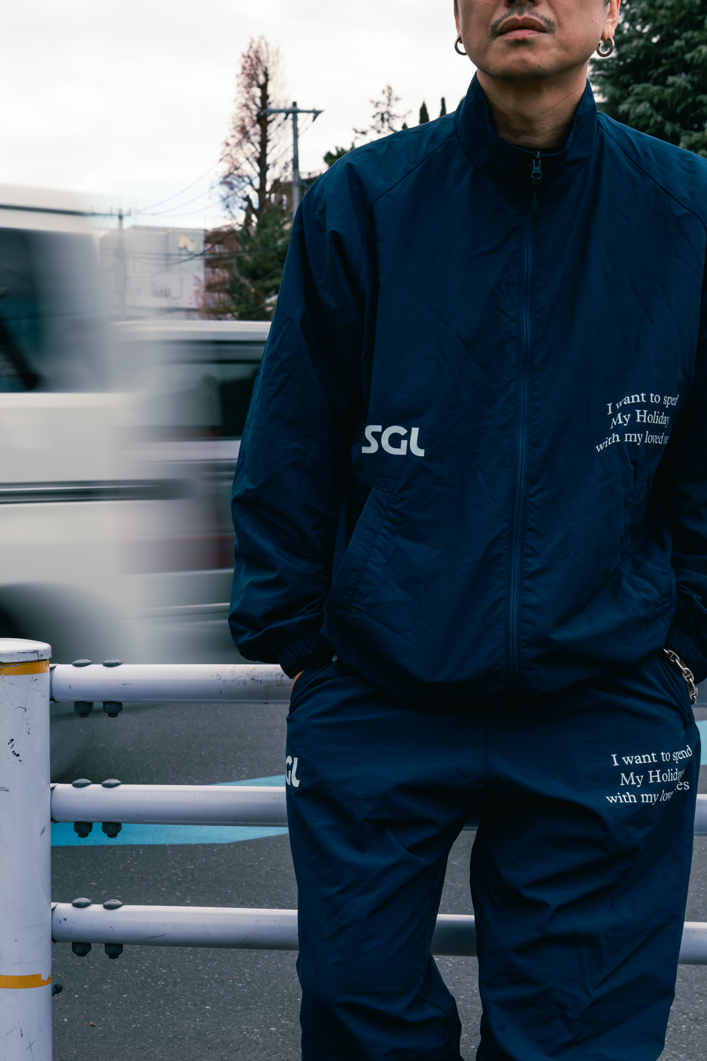 SGL lettered NYLON TRACK JACKET