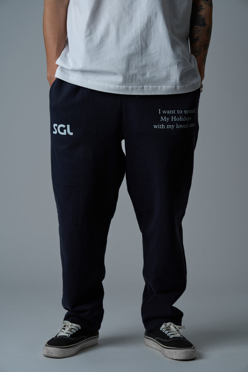 SGL lettered  10oz SWEATPANTS - ネイビー×ホワイト