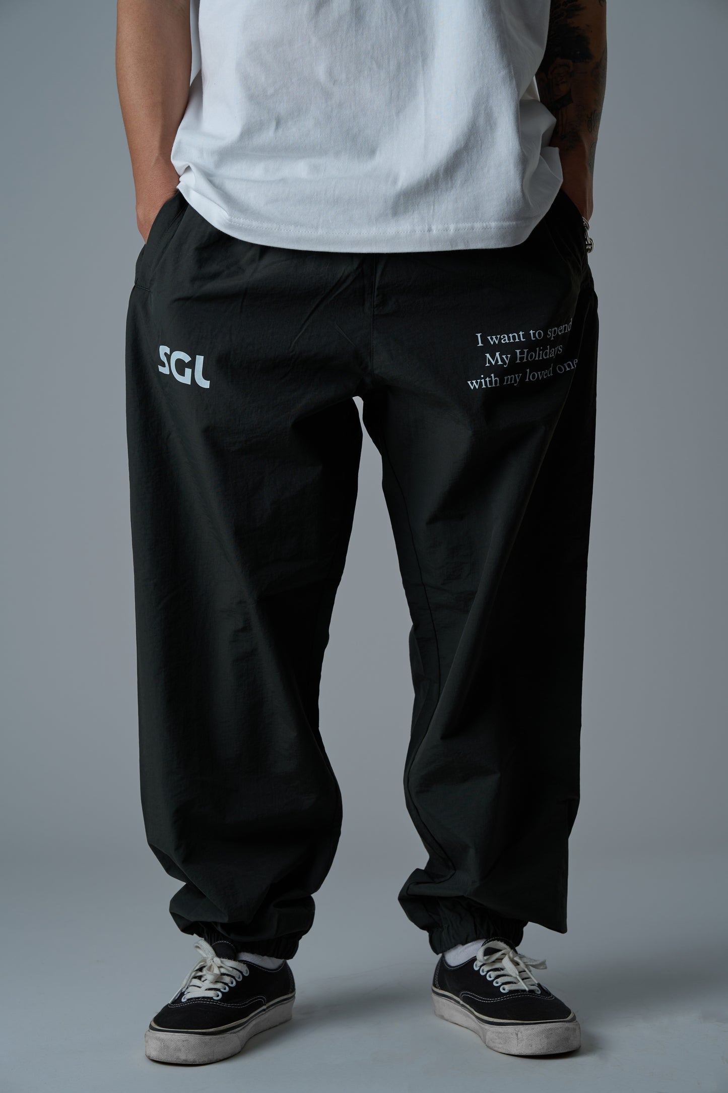 SGL lettered ナイロントラックパンツ