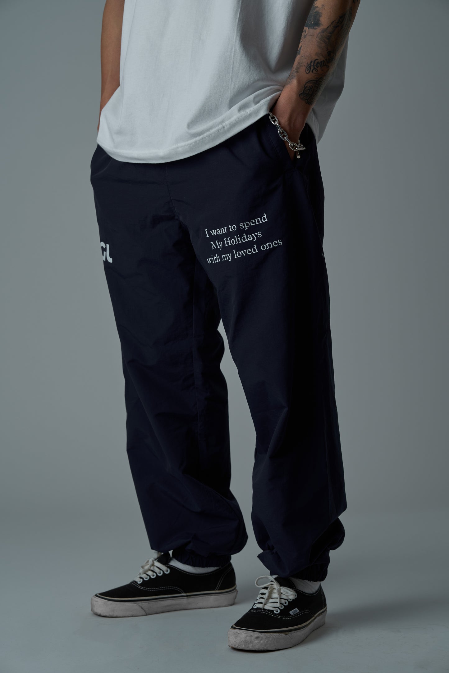 SGL lettered ナイロントラックパンツ