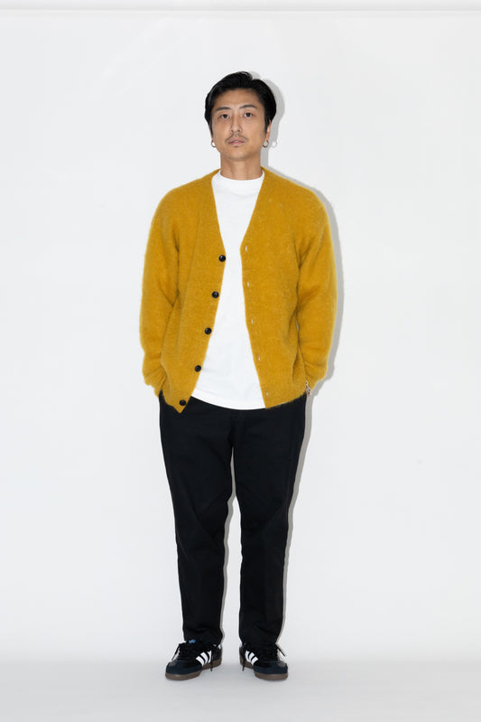 SHAGGY MOHAIR CARDIGAN "MUSTARD"