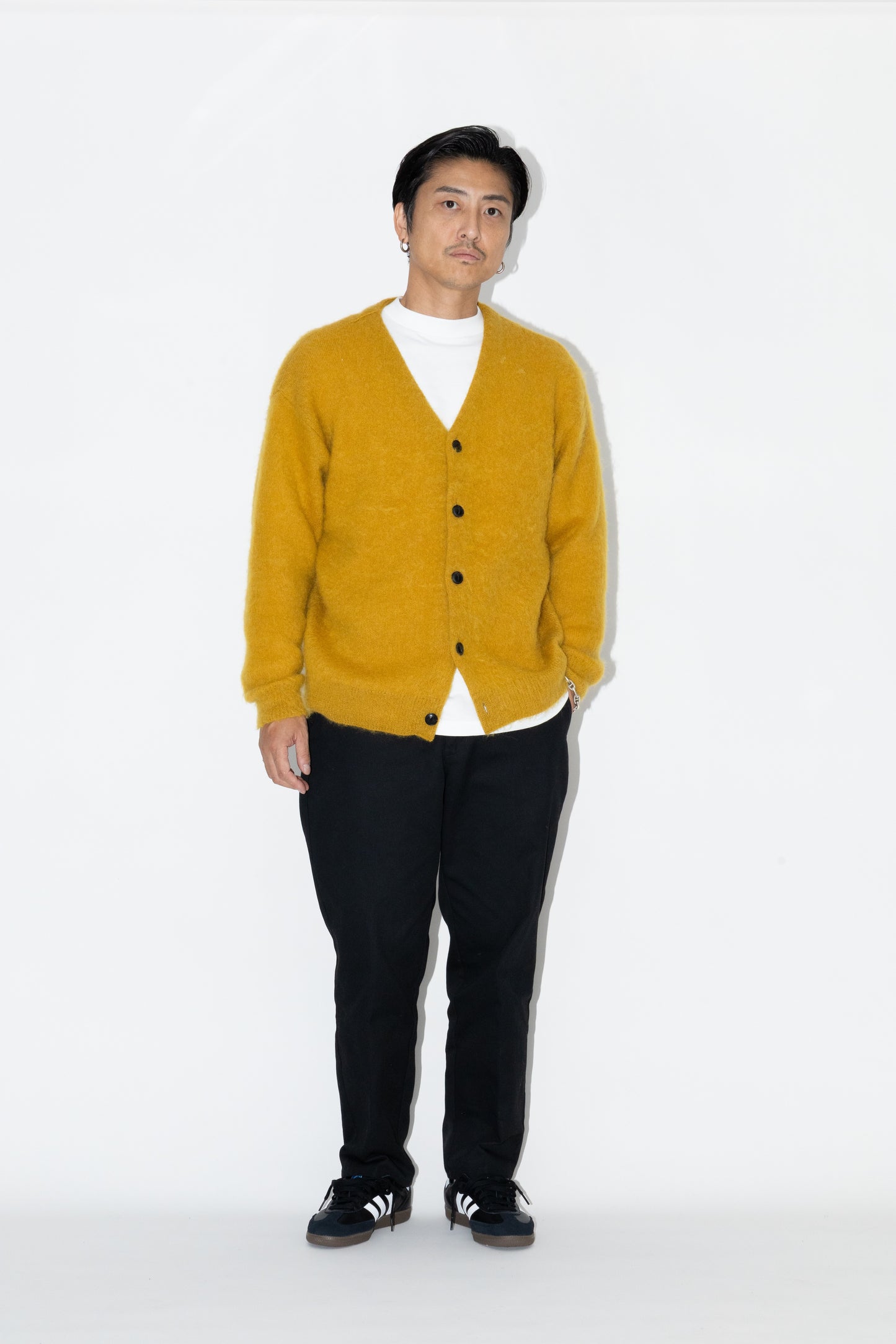 SHAGGY MOHAIR CARDIGAN "MUSTARD"