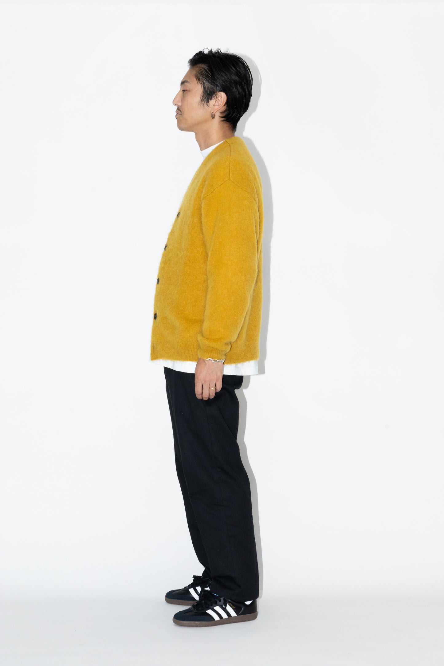 SHAGGY MOHAIR CARDIGAN "MUSTARD"