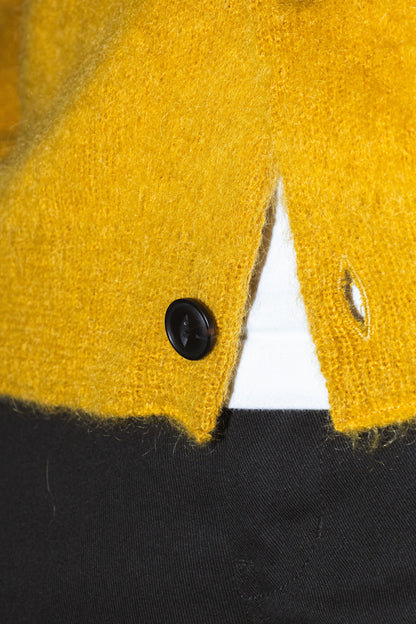 SHAGGY MOHAIR CARDIGAN "MUSTARD"