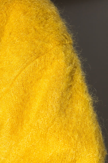 SHAGGY MOHAIR CARDIGAN "MUSTARD"