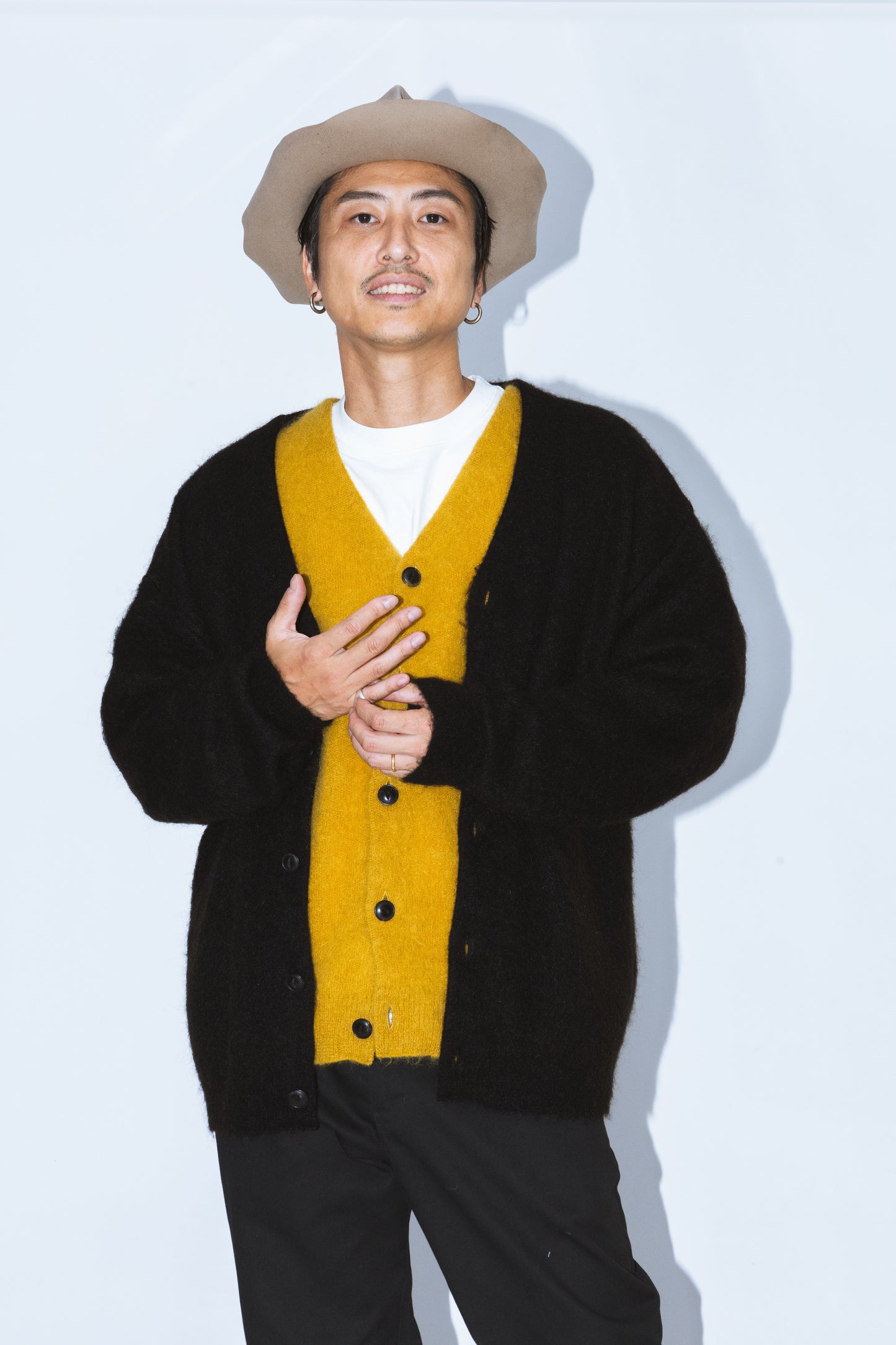 SHAGGY MOHAIR CARDIGAN "MUSTARD"