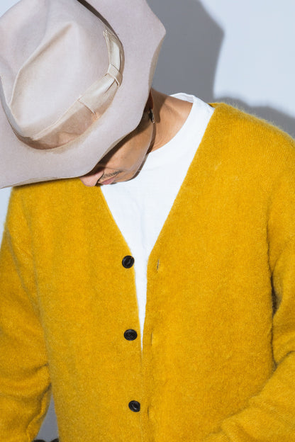SHAGGY MOHAIR CARDIGAN "MUSTARD"