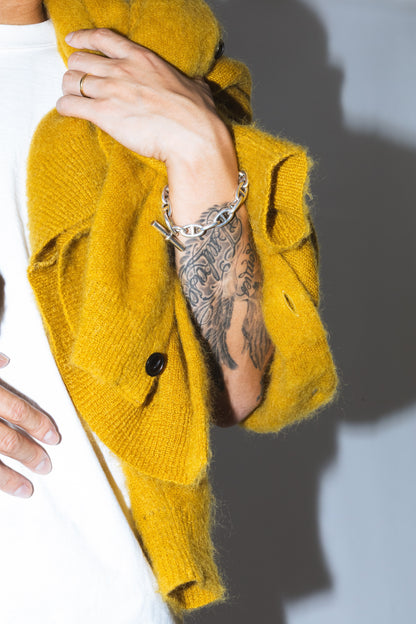 SHAGGY MOHAIR CARDIGAN "MUSTARD"