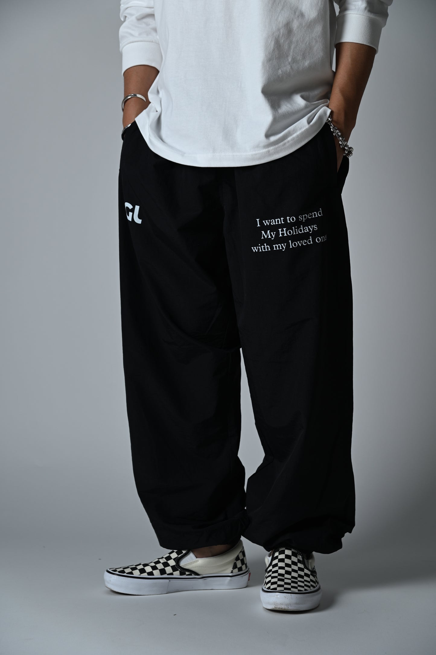 SGL lettered ナイロントラックパンツ