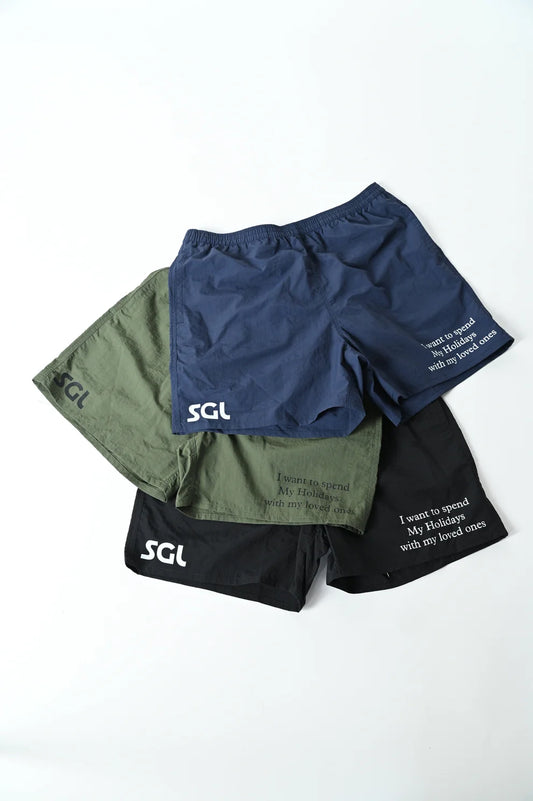 SGL lettered ナイロントラックハーフパンツ