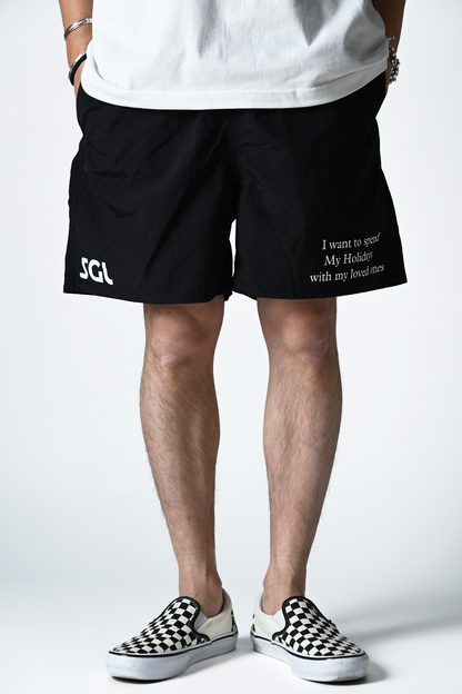 SGL lettered ナイロントラックハーフパンツ
