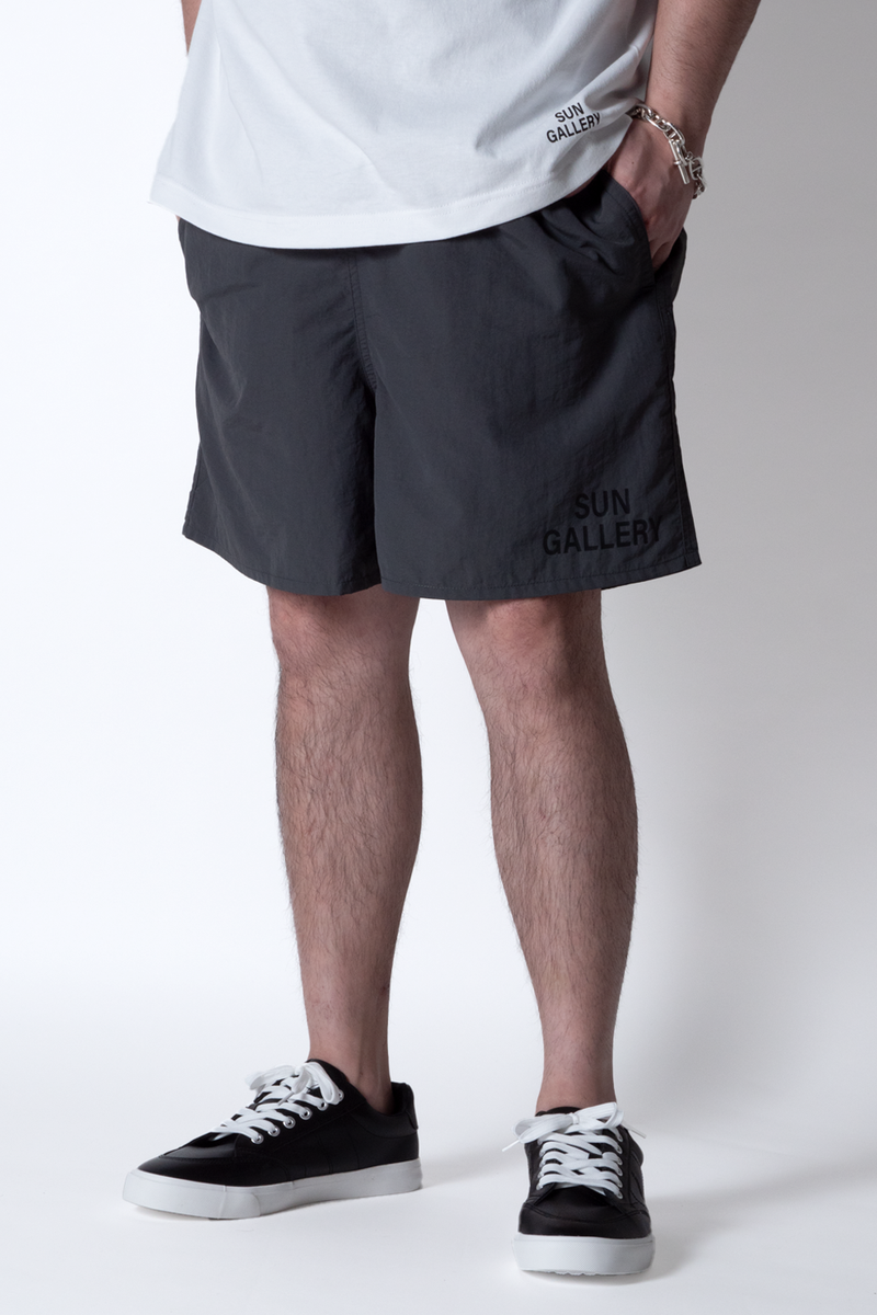 SUNGALLERY ナイロントラックハーフパンツ - グレー×ブラック