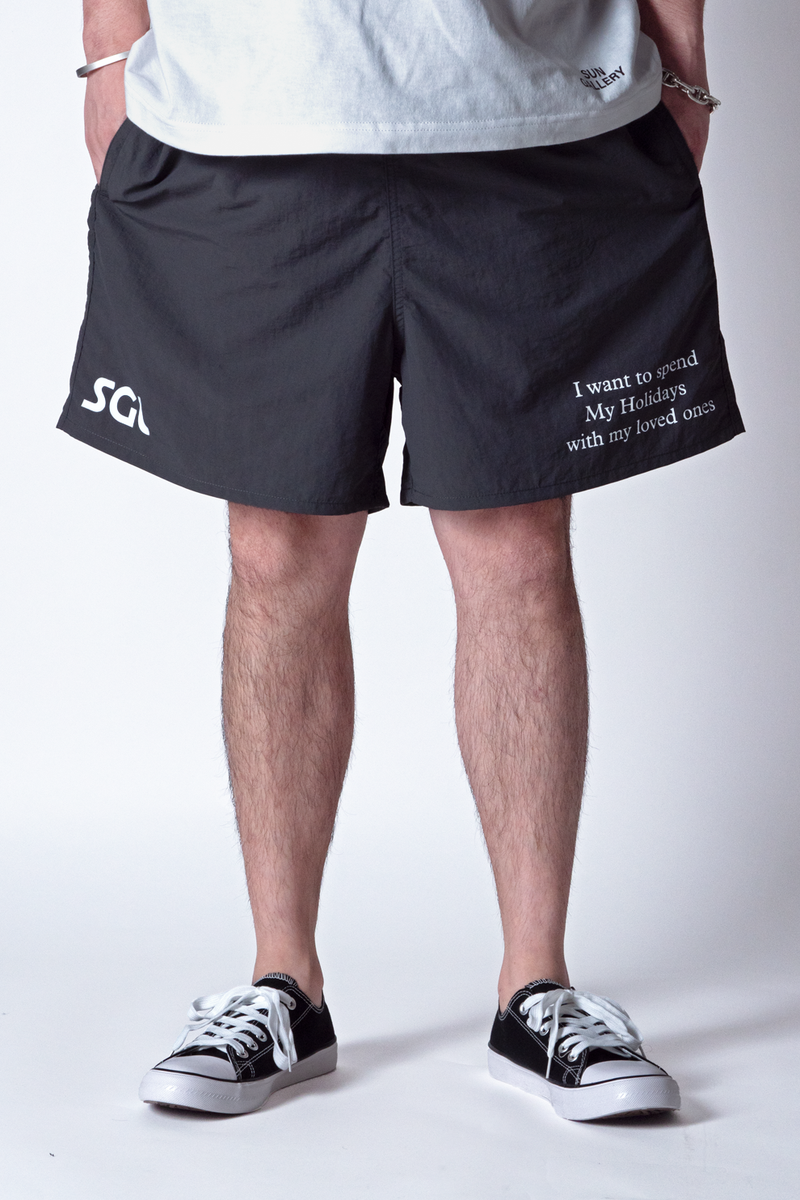 SGL lettered ナイロントラックハーフパンツ - グレー×ホワイト