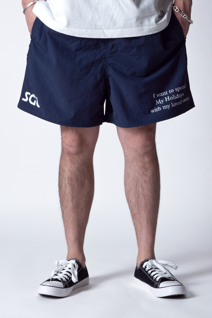 SGL lettered ナイロントラックハーフパンツ