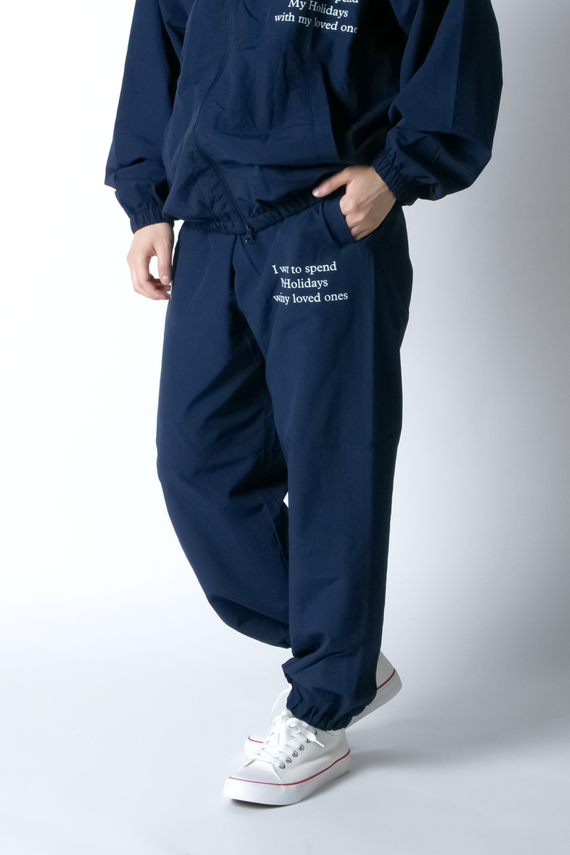 SGL lettered NYLON TRACK PANTS - ネイビー×ホワイト
