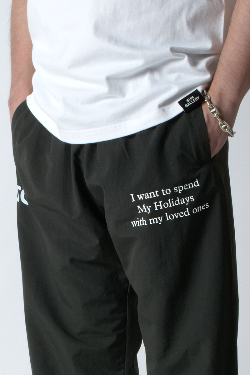 SGL lettered NYLON TRACK PANTS - オリーブ×ホワイト