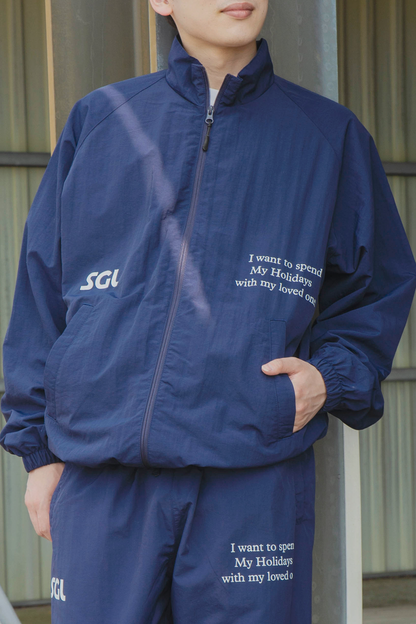 SGL lettered ナイロントラックセットアップ (ネイビー×ホワイト)