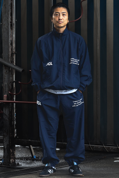 SGL lettered ナイロントラックセットアップ (ネイビー×ホワイト SGL lettered ナイロントラックセットアップ (ネイビー×ホワイト